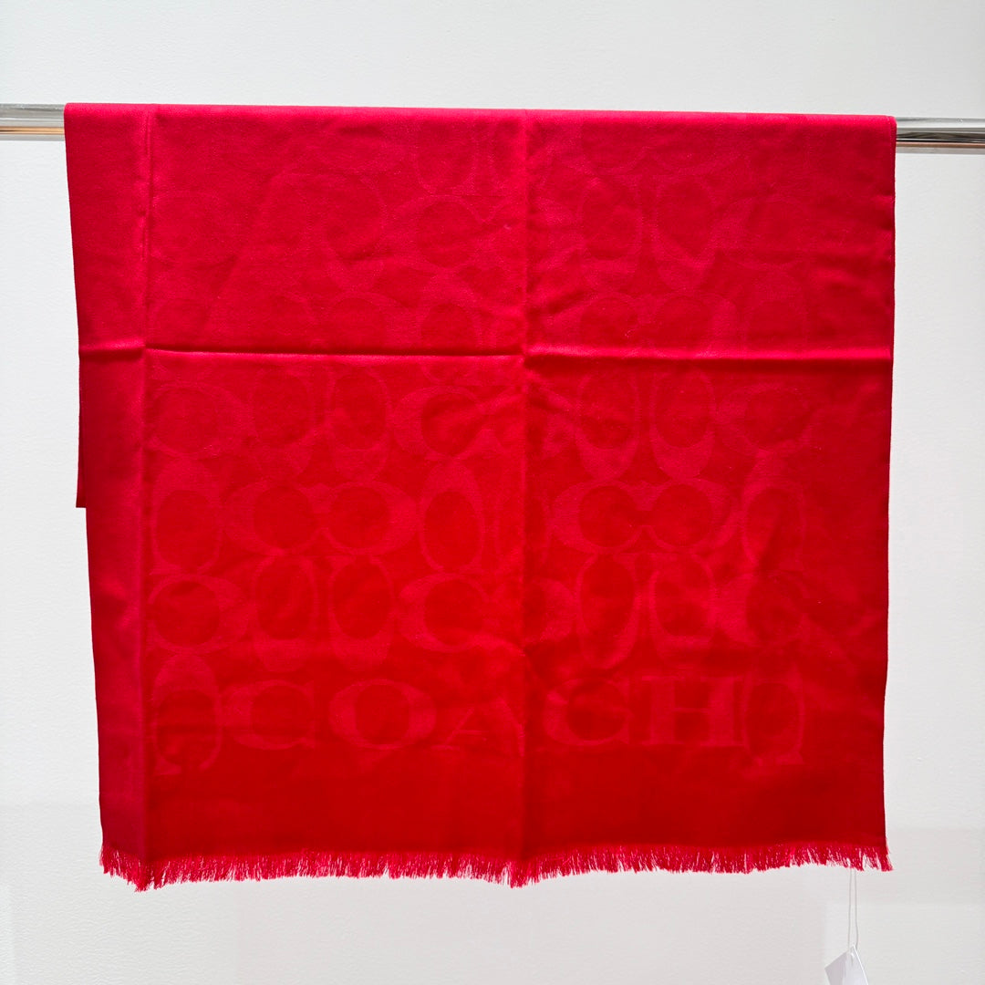 COACH LONG SCARF 195 CM IN CHERRY RED CASHMERE 332745