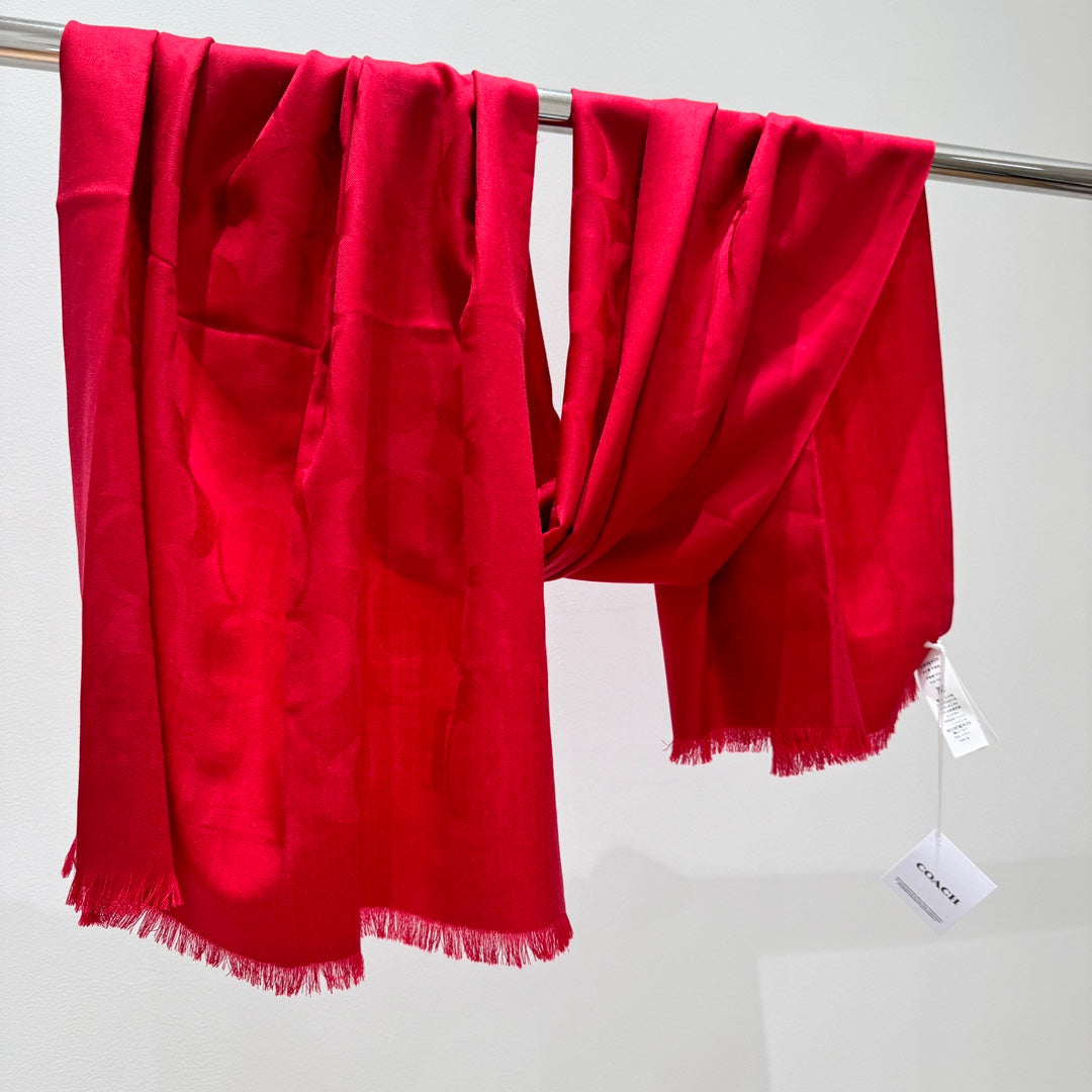 COACH LONG SCARF 195 CM IN CHERRY RED CASHMERE 332745