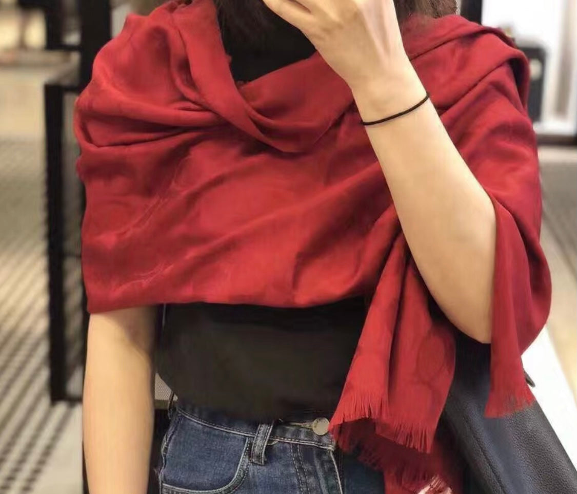 COACH LONG SCARF 195 CM IN CHERRY RED CASHMERE 332745