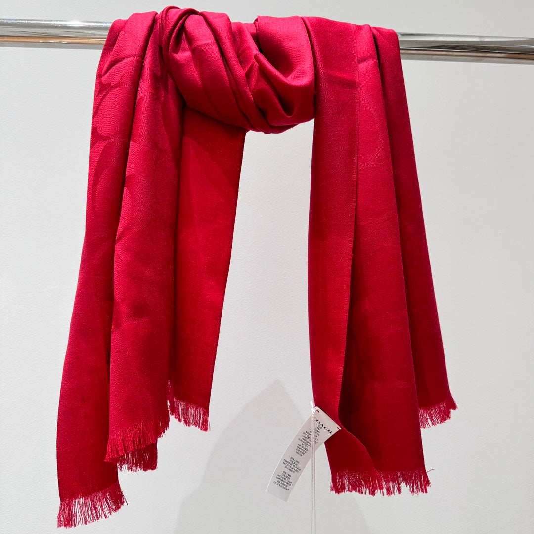 COACH LONG SCARF 195 CM IN CHERRY RED CASHMERE 332745