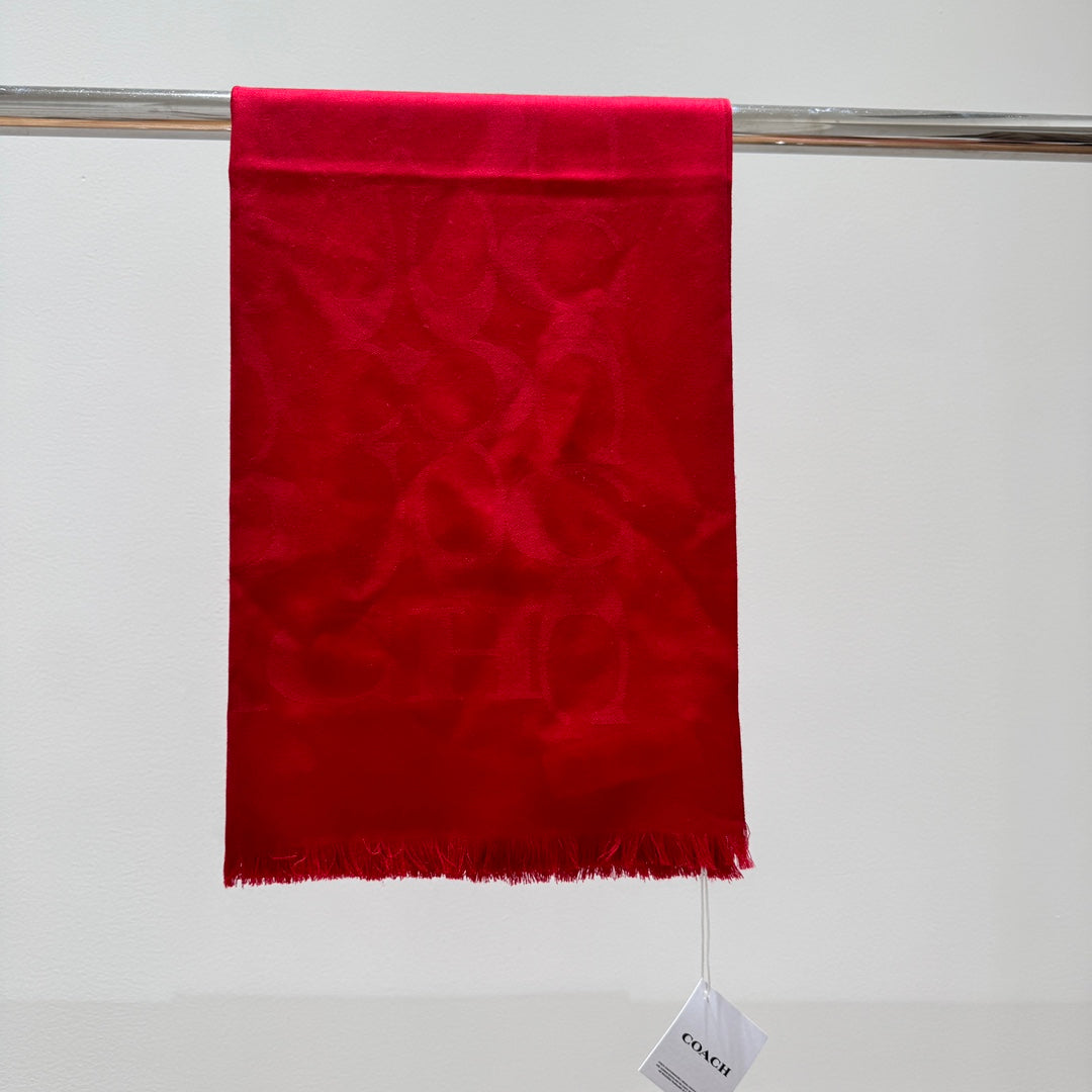 COACH LONG SCARF 195 CM IN CHERRY RED CASHMERE 332745