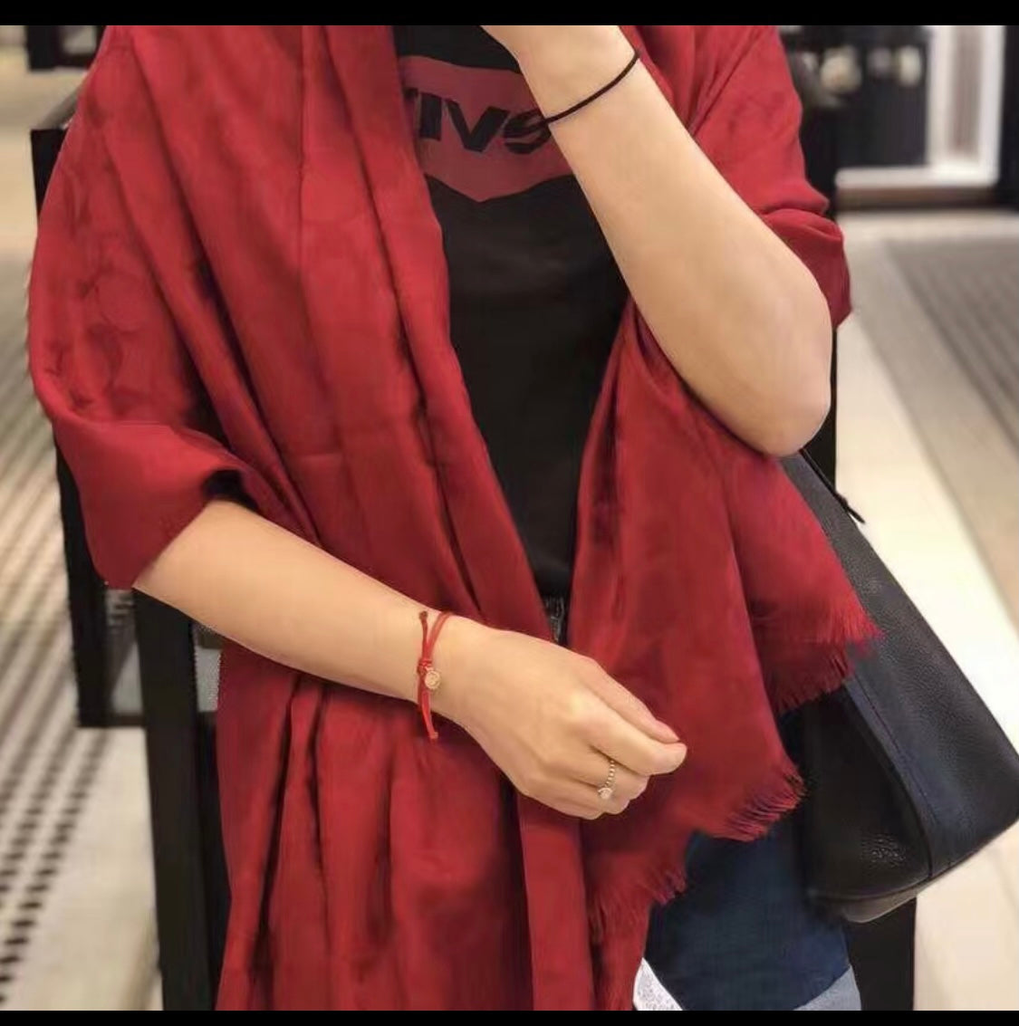 COACH LONG SCARF 195 CM IN CHERRY RED CASHMERE 332745