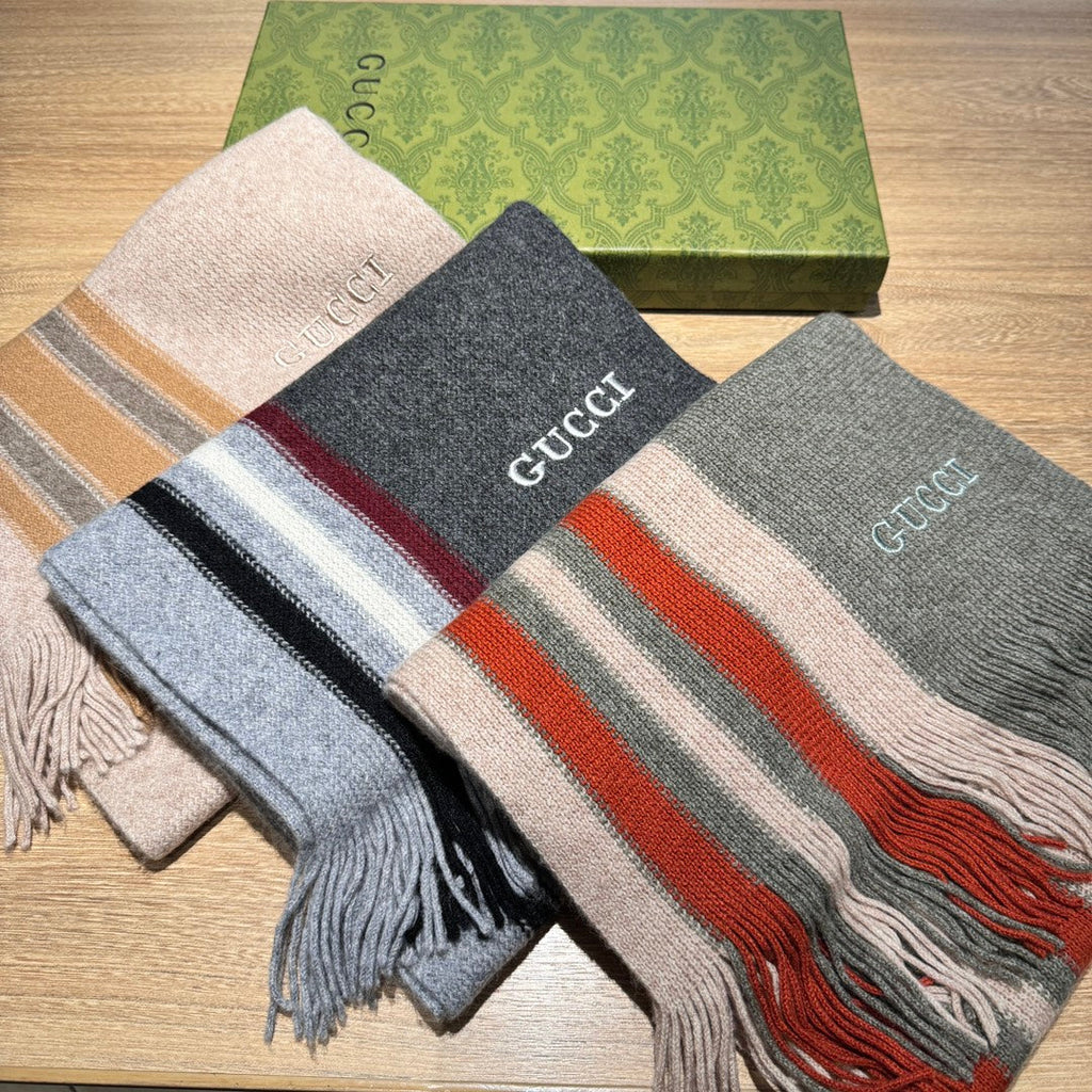 GUCCI SCARF 180 CM COLORFUL KNIT WOOL 401255