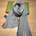 GUCCI SCARF 180 CM IN SMOKE GRAY MIX BROWN WOOL 403966