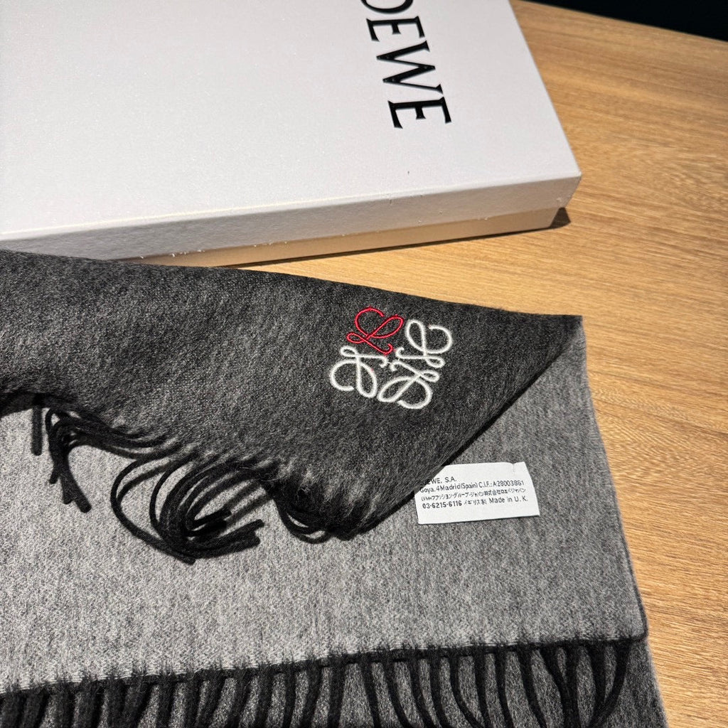 LOEWE SCARF 180 CM IN DARK GRAY CASHMERE 407384