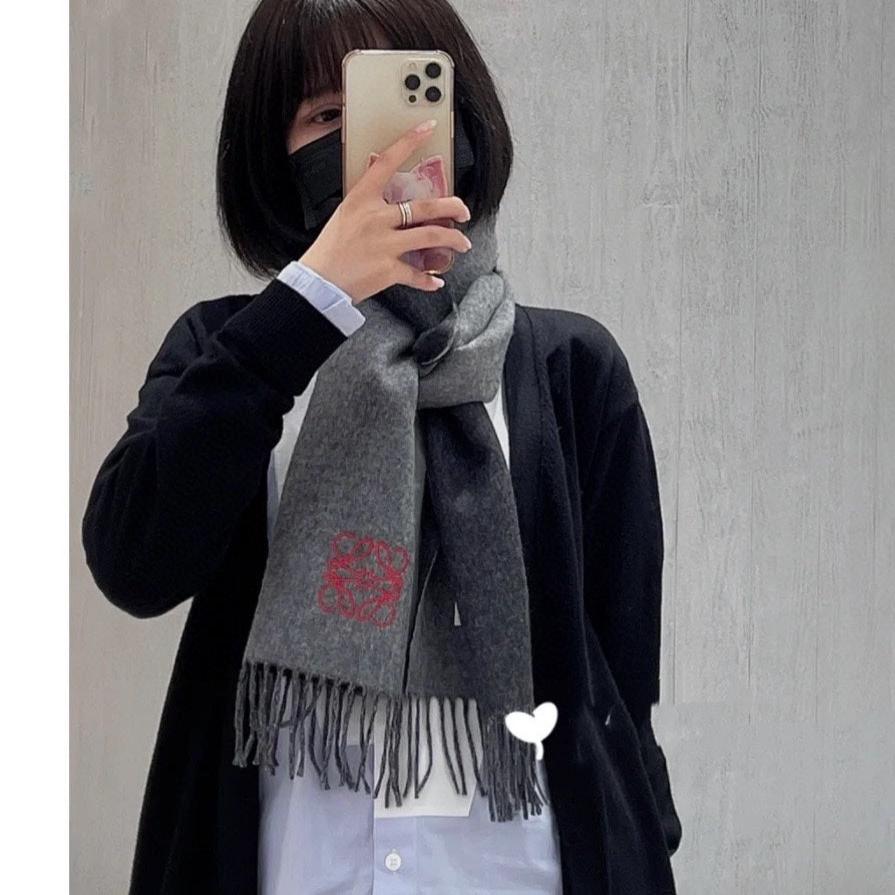 LOEWE SCARF 180 CM IN DARK GRAY CASHMERE 407384