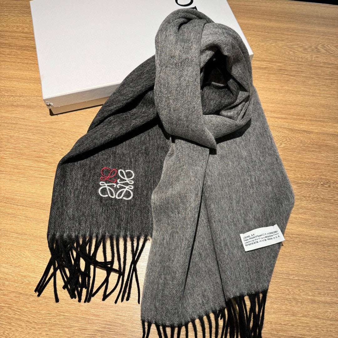 LOEWE SCARF 180 CM IN DARK GRAY CASHMERE 407384