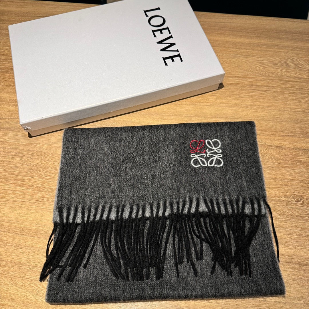 LOEWE SCARF 180 CM IN DARK GRAY CASHMERE 407384