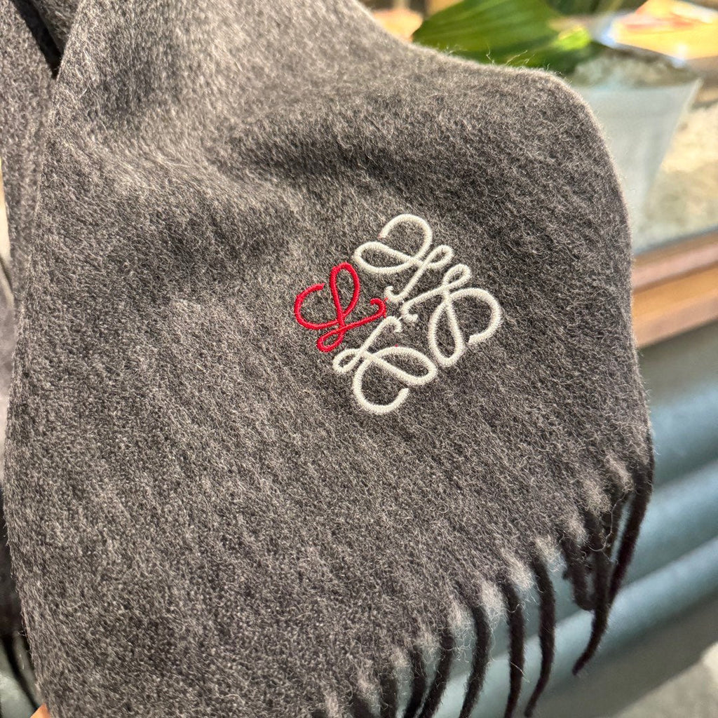 LOEWE SCARF 180 CM IN DARK GRAY CASHMERE 407384
