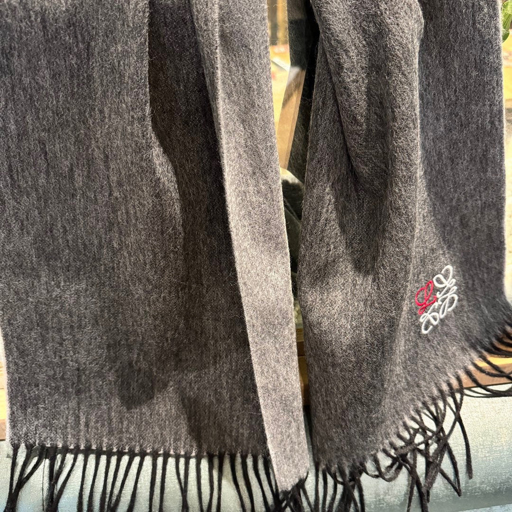 LOEWE SCARF 180 CM IN DARK GRAY CASHMERE 407384
