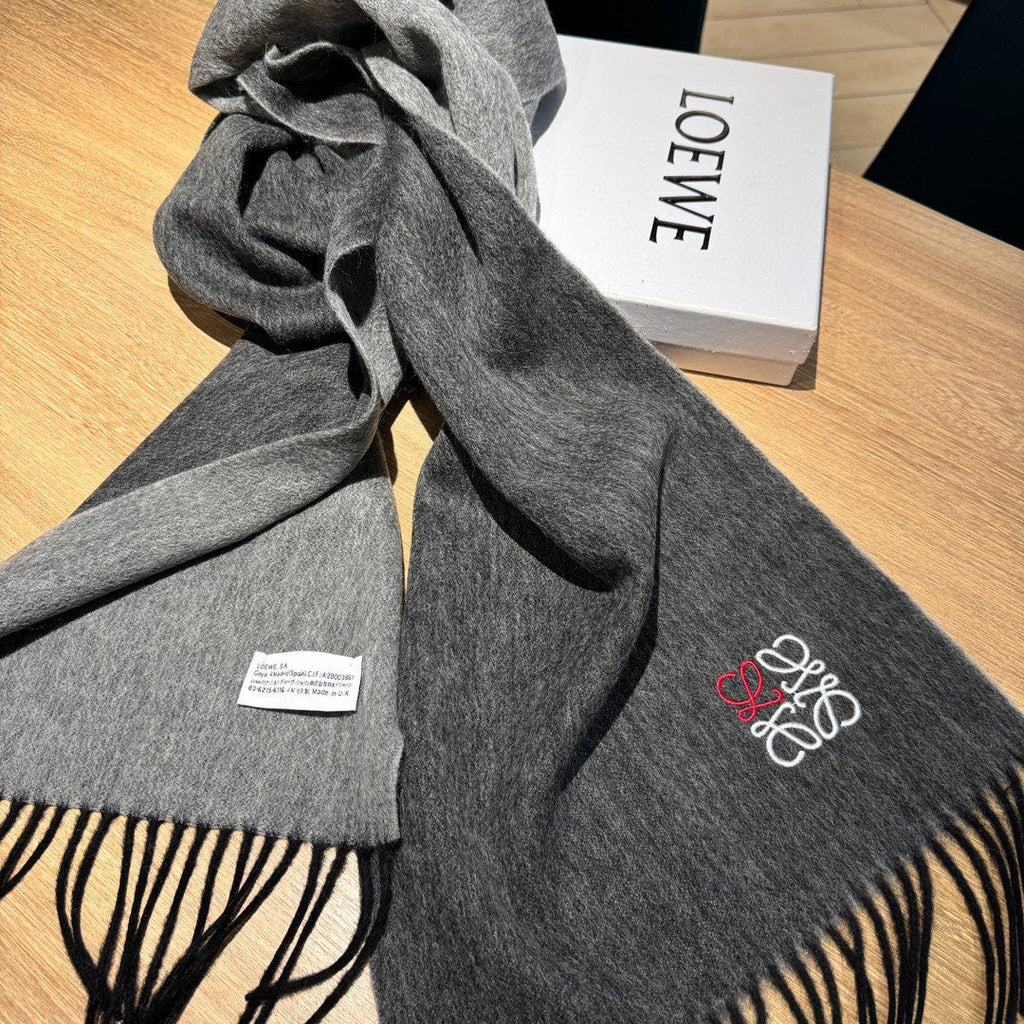 LOEWE SCARF 180 CM IN DARK GRAY CASHMERE 407384