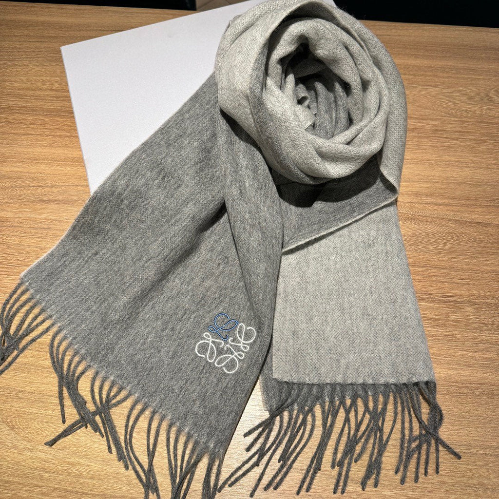 LOEWE SCARF 180 CM IN STEEL GRAY CASHMERE 407387