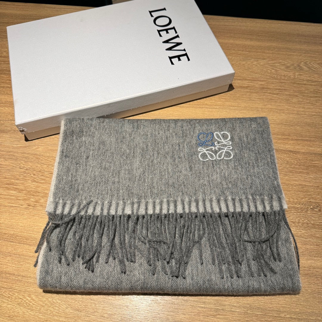LOEWE SCARF 180 CM IN STEEL GRAY CASHMERE 407387