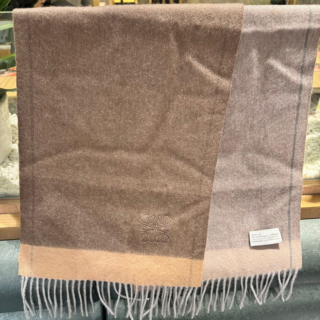 LOEWE SCARF 180 CM IN MEDIUM BROWN CASHMERE 407396