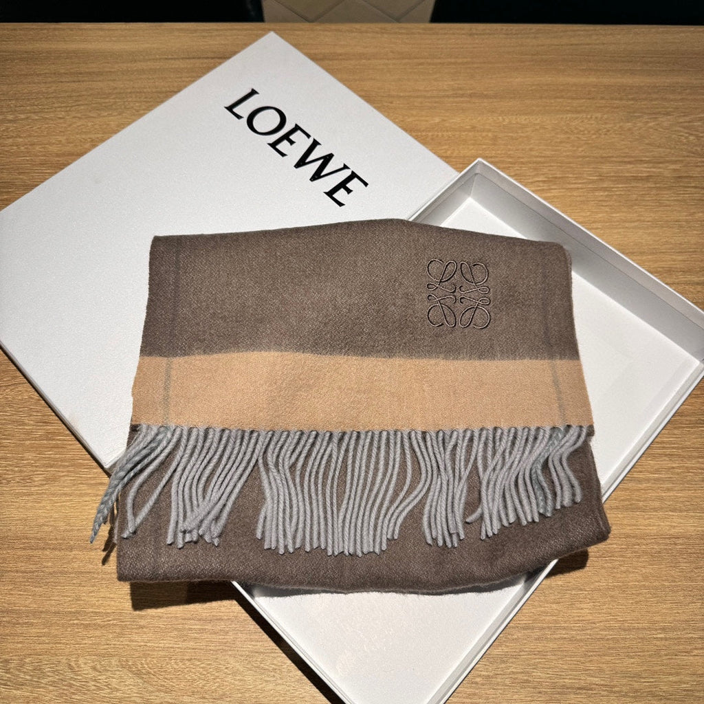 LOEWE SCARF 180 CM IN MEDIUM BROWN CASHMERE 407396