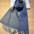 LOEWE SCARF 180 CM IN AEGEAN BLUE AND MOUSE GRAY WOOL AND CASHMERE 411837