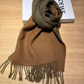 LOEWE SCARF 180 CM IN BRONZE BROWN AND KHAKI GREEN WOOL AND CASHMERE 411838