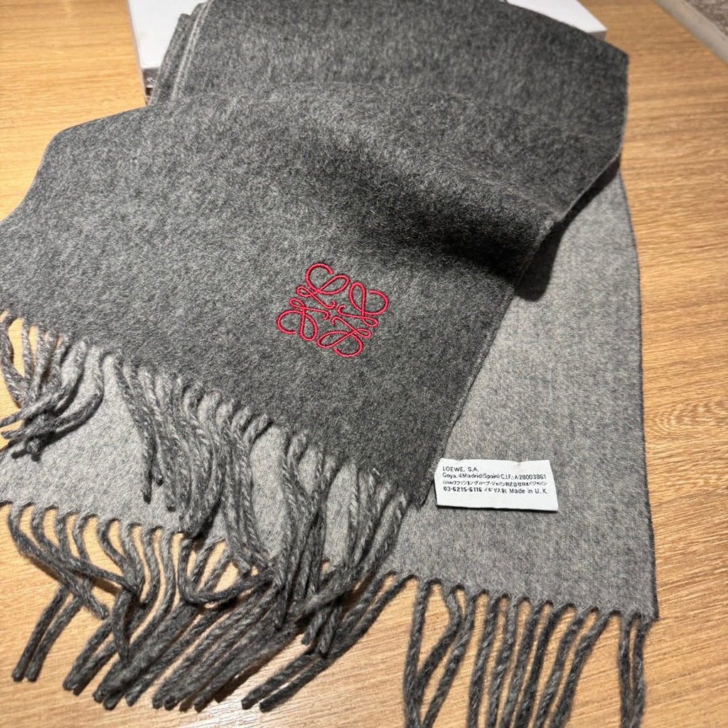 LOEWE SCARF 180 CM IN DARK GRAY AND LIGHT GRAY WOOL AND CASHMERE 411839