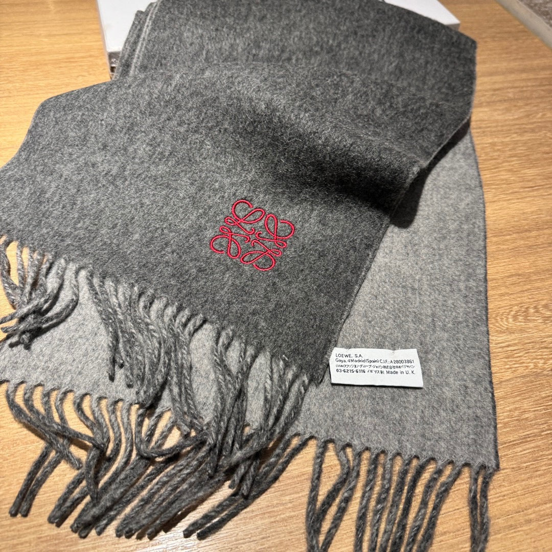 LOEWE SCARF 180 CM IN DARK GRAY AND LIGHT GRAY WOOL AND CASHMERE 411839