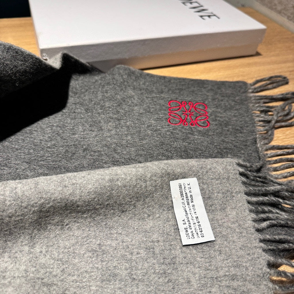 LOEWE SCARF 180 CM IN DARK GRAY AND LIGHT GRAY WOOL AND CASHMERE 411839