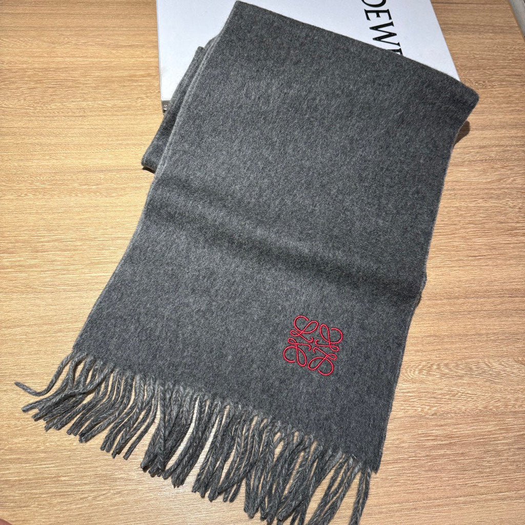 LOEWE SCARF 180 CM IN DARK GRAY AND LIGHT GRAY WOOL AND CASHMERE 411839