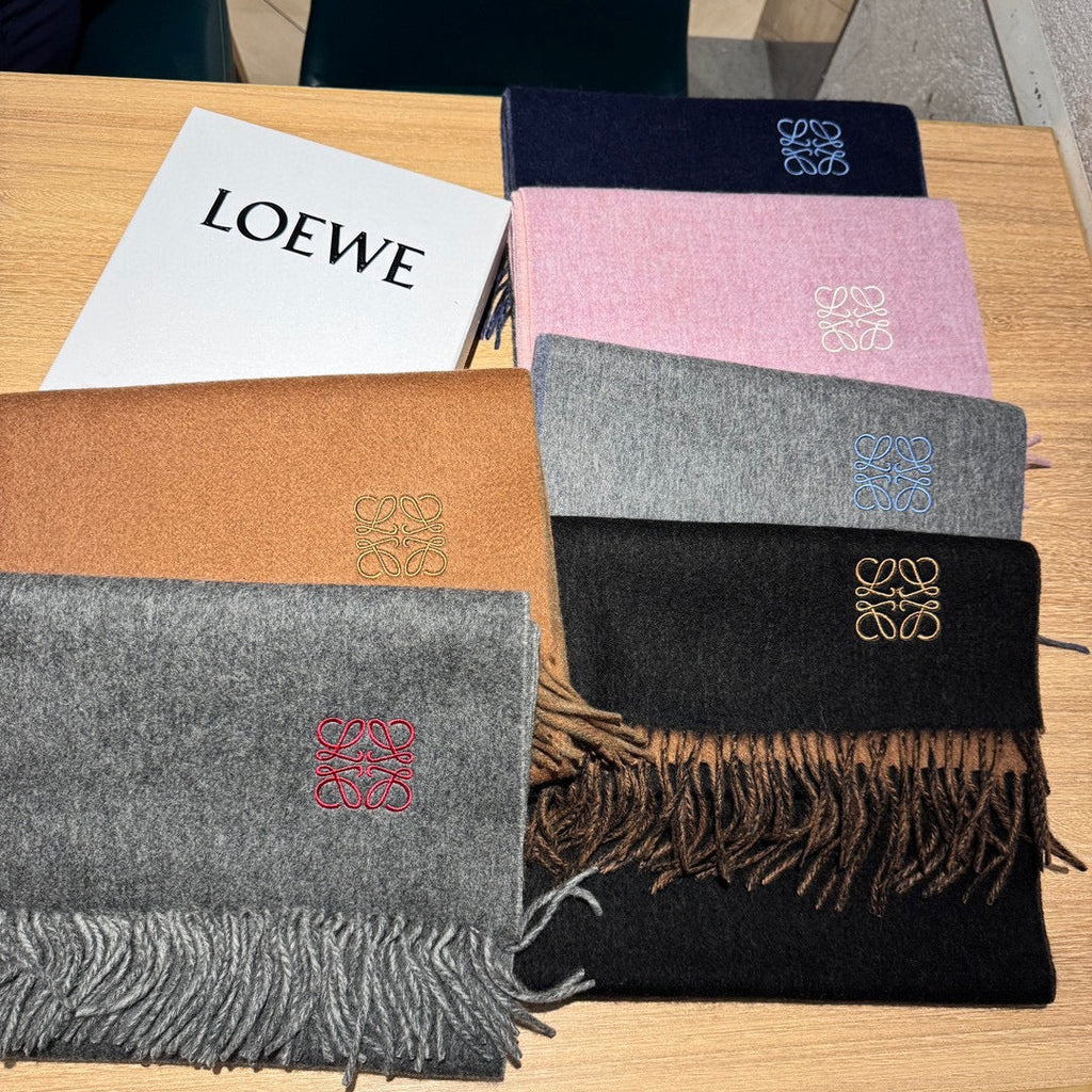 LOEWE SCARF 180 CM IN DARK GRAY AND LIGHT GRAY WOOL AND CASHMERE 411839