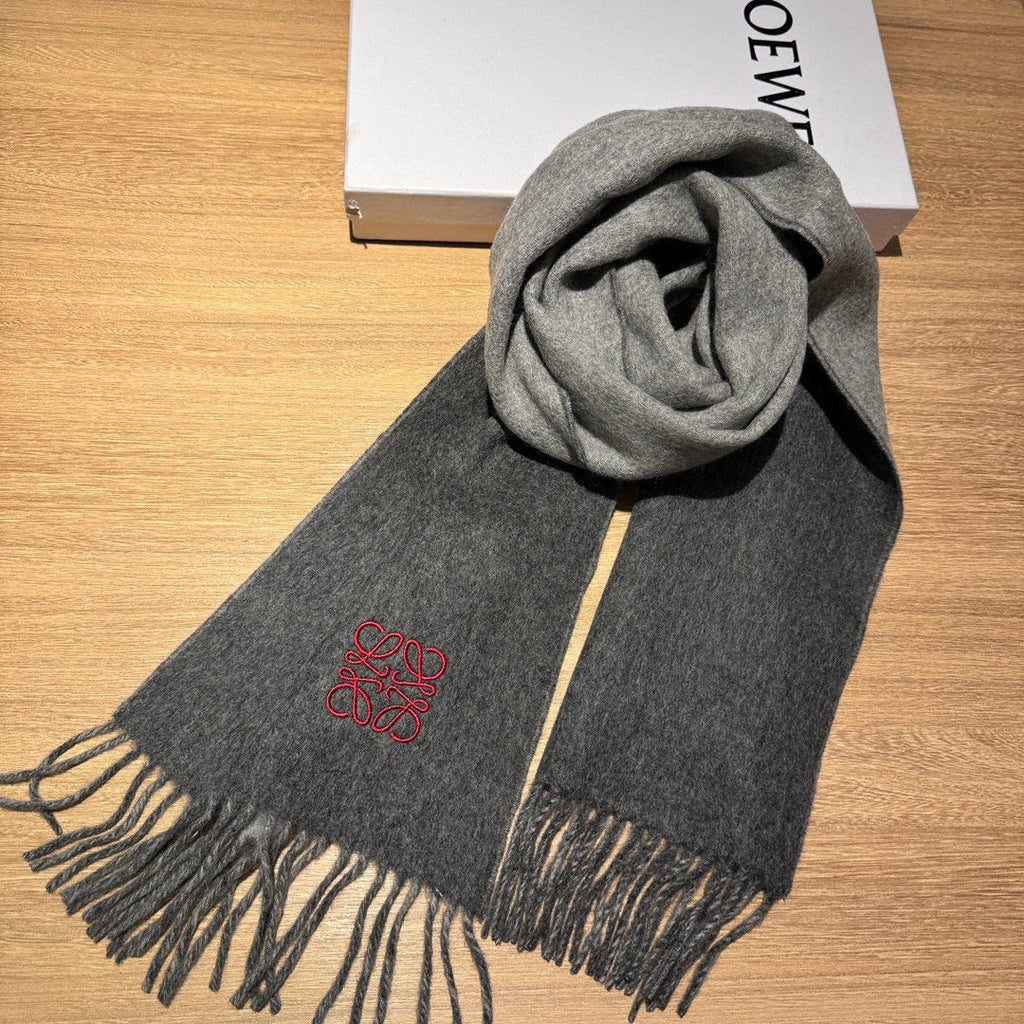 LOEWE SCARF 180 CM IN DARK GRAY AND LIGHT GRAY WOOL AND CASHMERE 411839