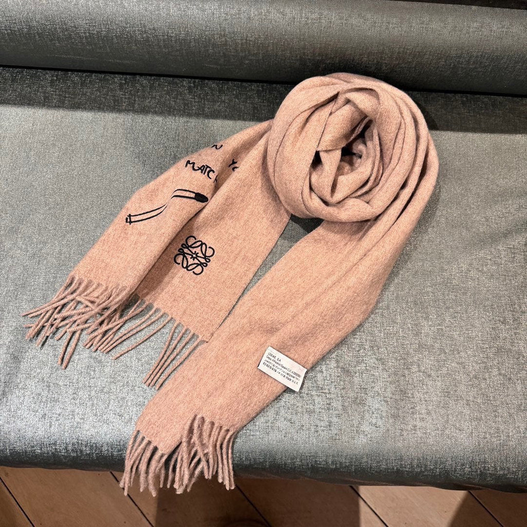 LOEWE SCARF 180 CM IN CAMEL BEIGE CASHMERE 413880