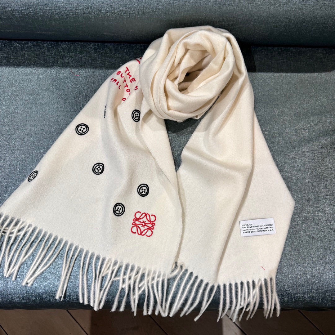 LOEWE SCARF 180 CM IN WHITE CASHMERE 413881