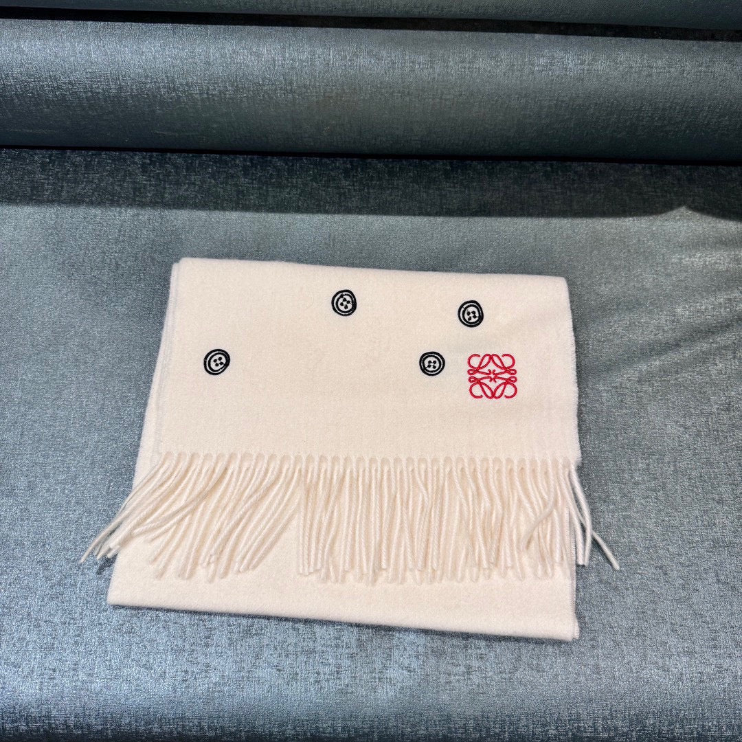 LOEWE SCARF 180 CM IN WHITE CASHMERE 413881