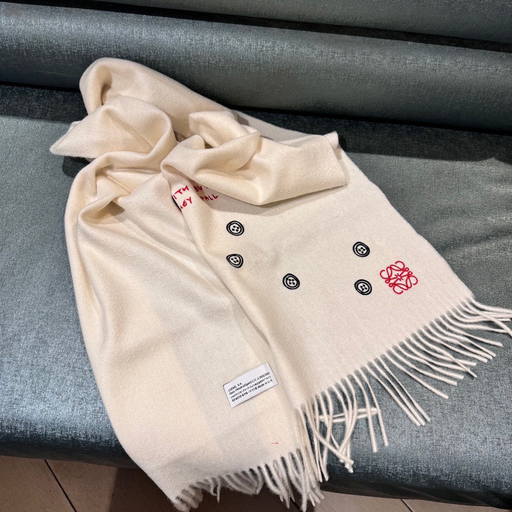 LOEWE SCARF 180 CM IN WHITE CASHMERE 413881