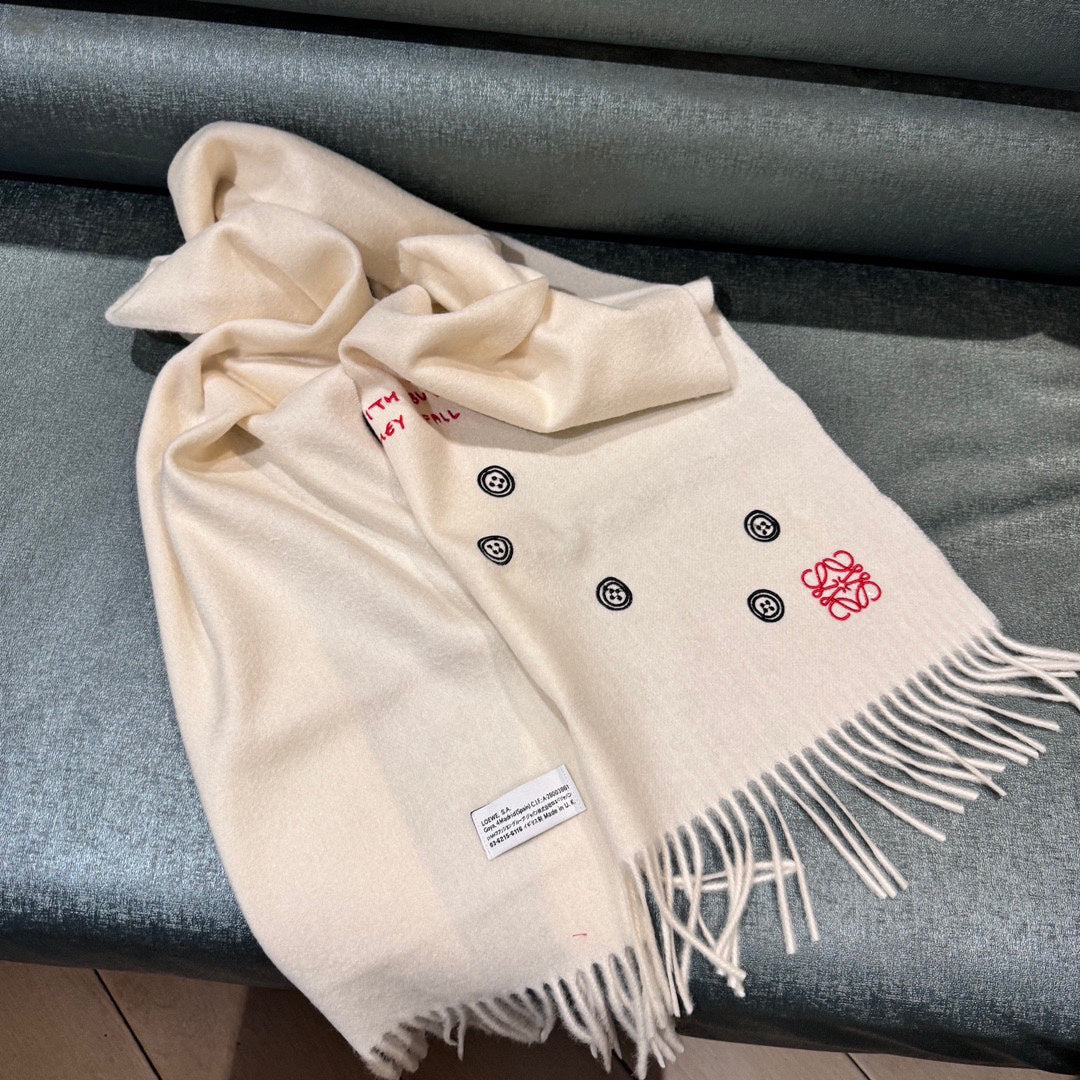 LOEWE SCARF 180 CM IN WHITE CASHMERE 413881