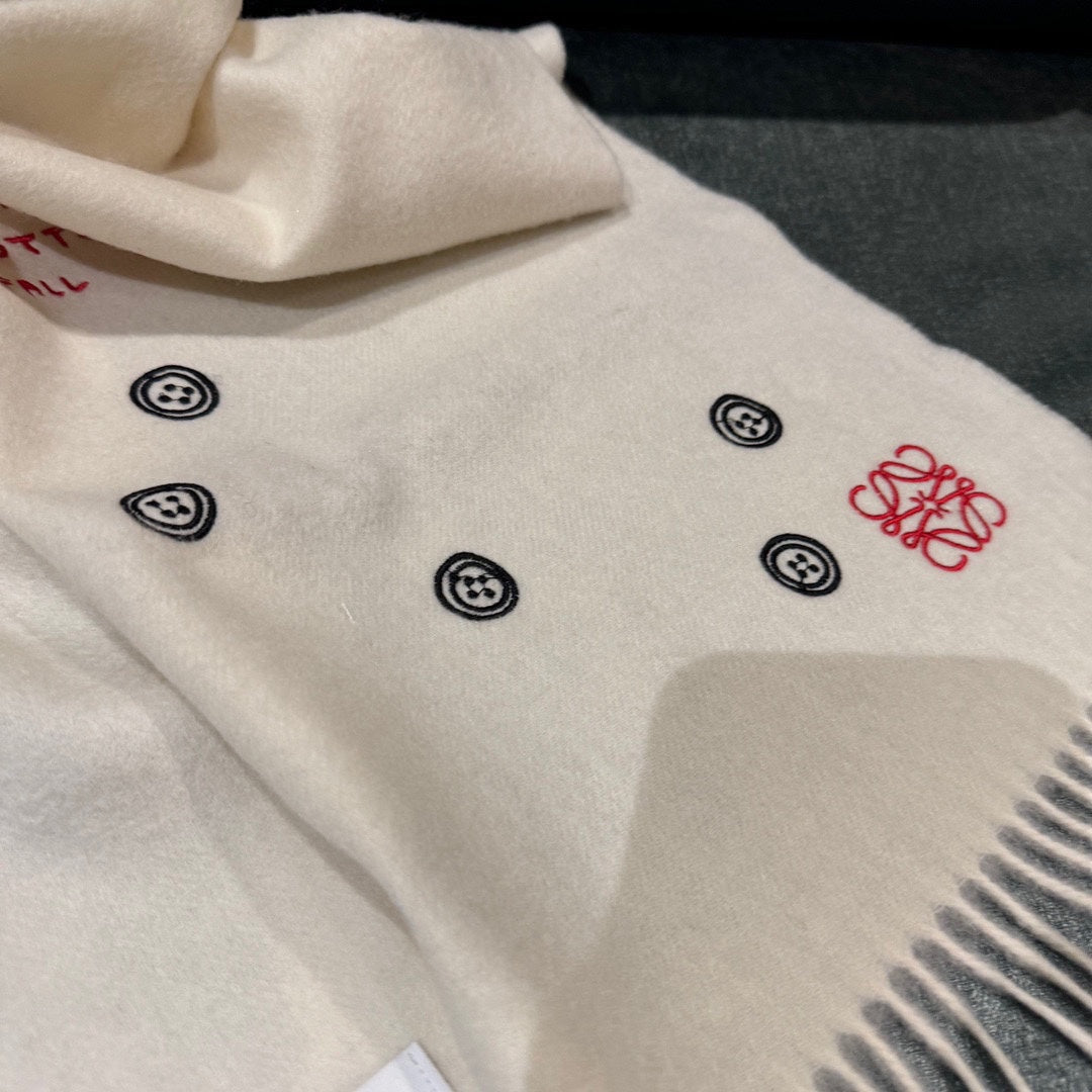 LOEWE SCARF 180 CM IN WHITE CASHMERE 413881