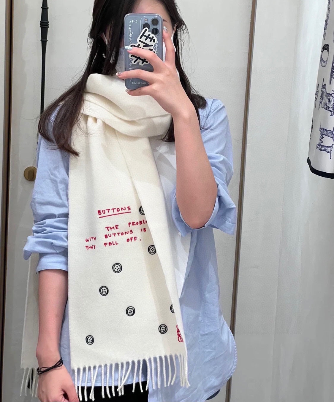 LOEWE SCARF 180 CM IN WHITE CASHMERE 413881