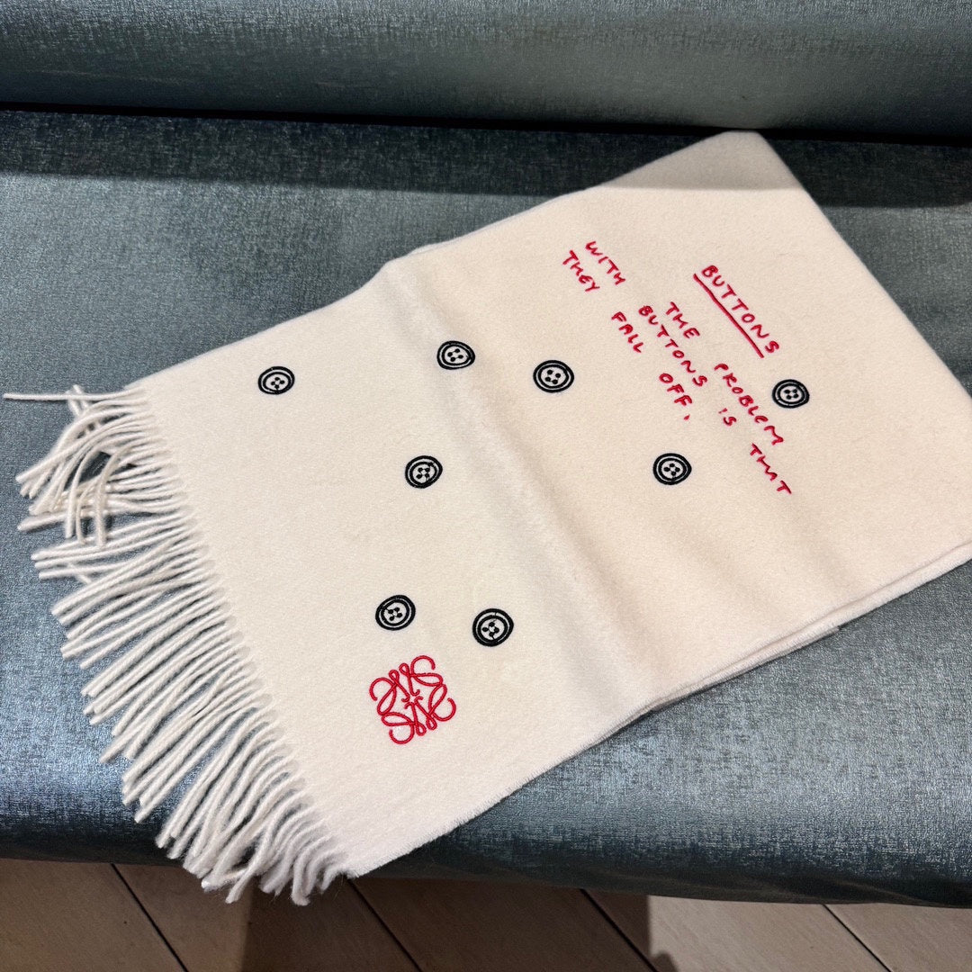 LOEWE SCARF 180 CM IN WHITE CASHMERE 413881