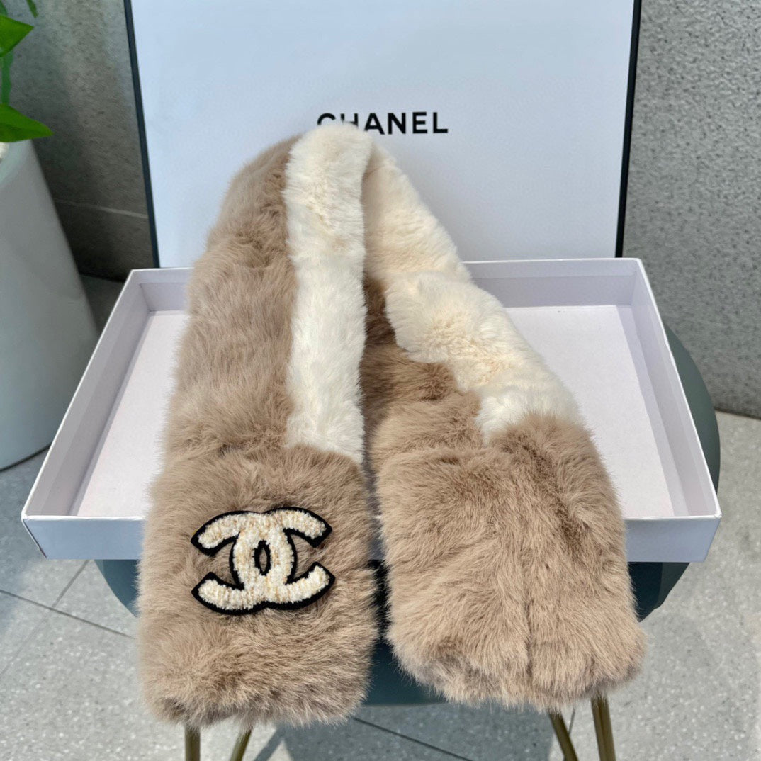 CHANEL SCARF IN MEDIUM BROWN RABBIT FUR 397446
