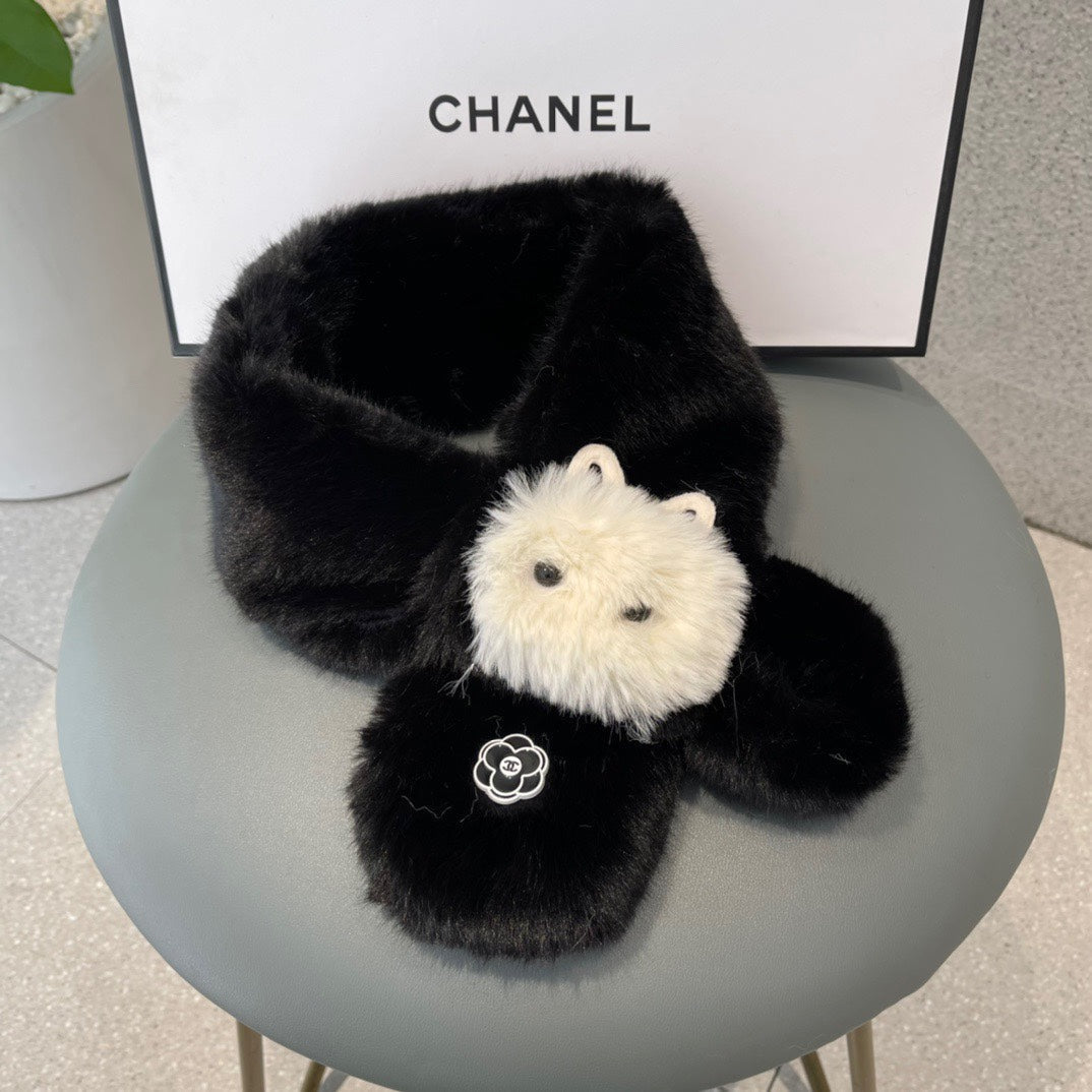 CHANEL SCARF IN BLACK RABBIT FUR 397450
