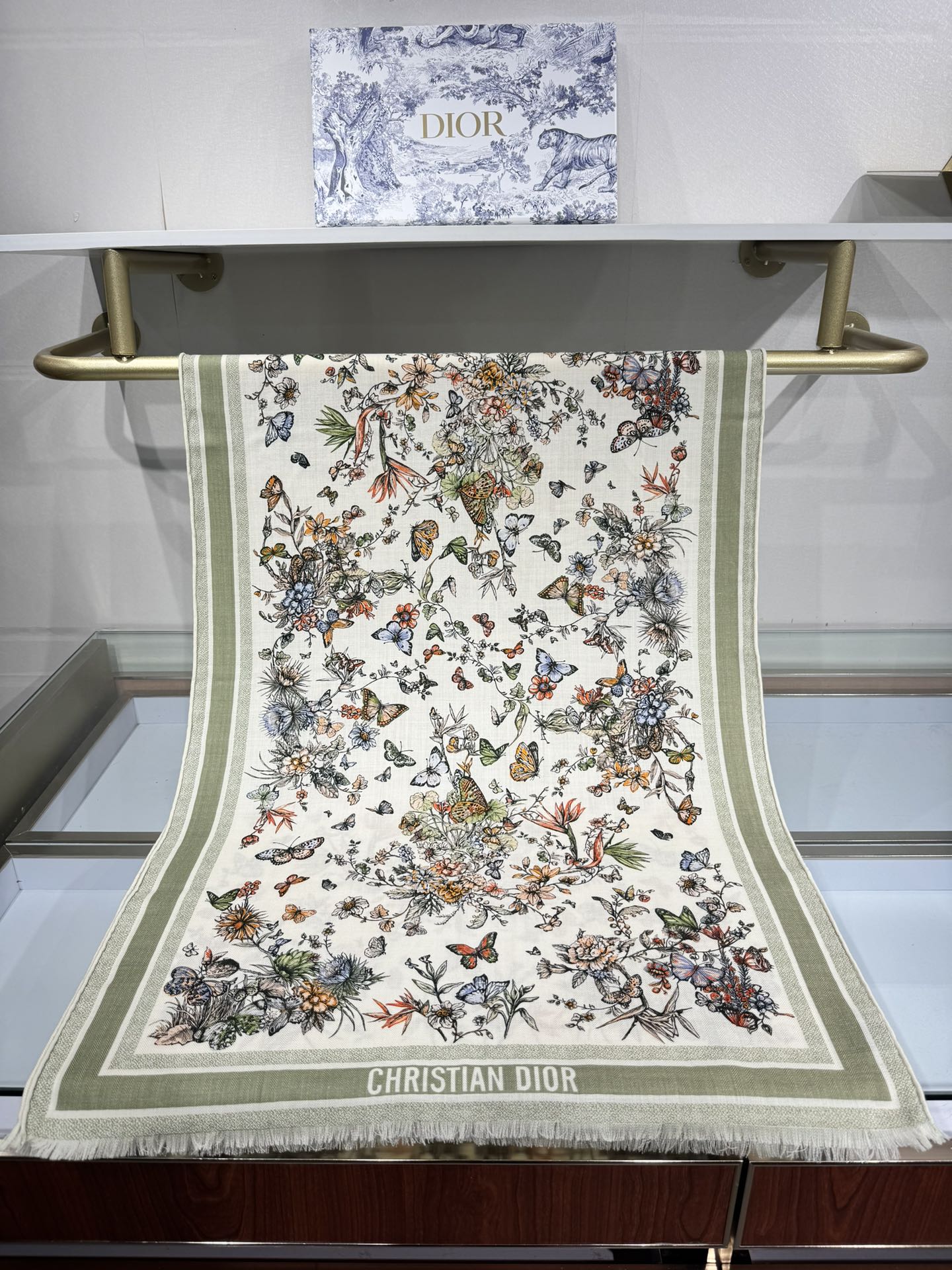 DIOR SCARF 180 CM IN COLORFUL CASHMERE AND SILK 408422