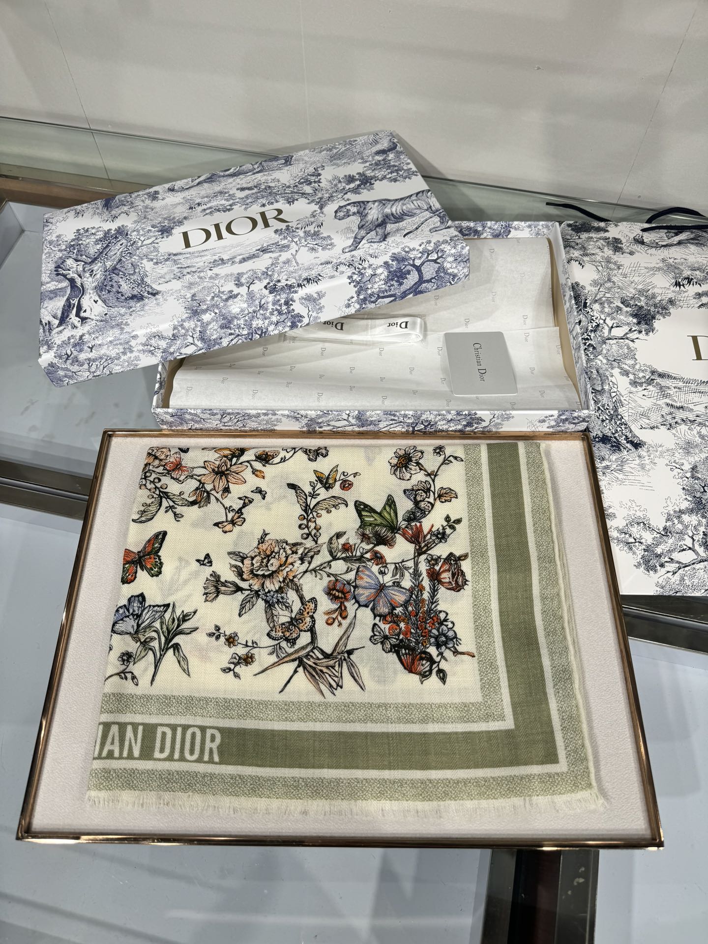 DIOR SCARF 180 CM IN COLORFUL CASHMERE AND SILK 408422