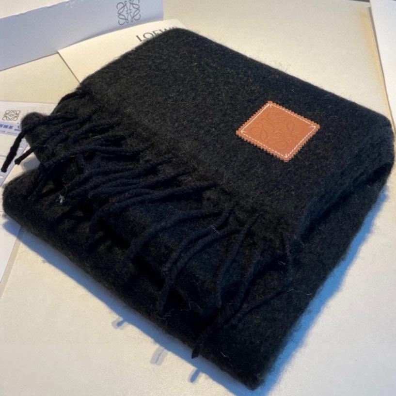 LOEWE SCARF 185 CM IN BLACK MOHAIR AND WOOL 188207