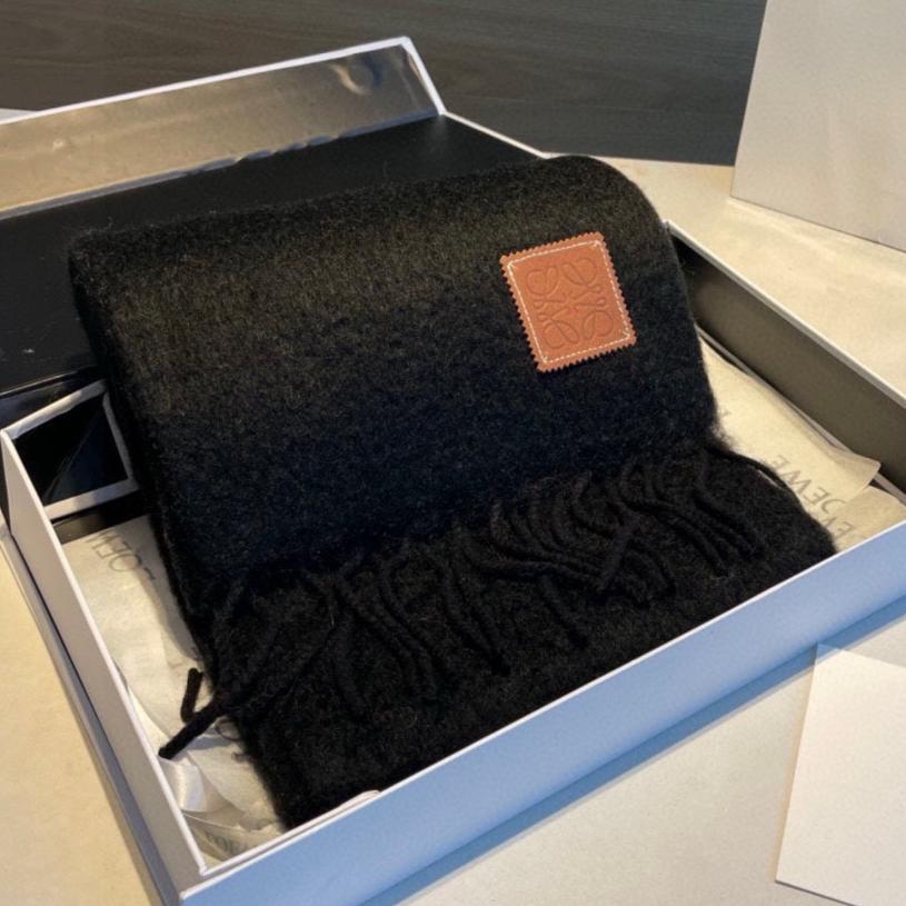 LOEWE SCARF 185 CM IN BLACK MOHAIR AND WOOL 188207