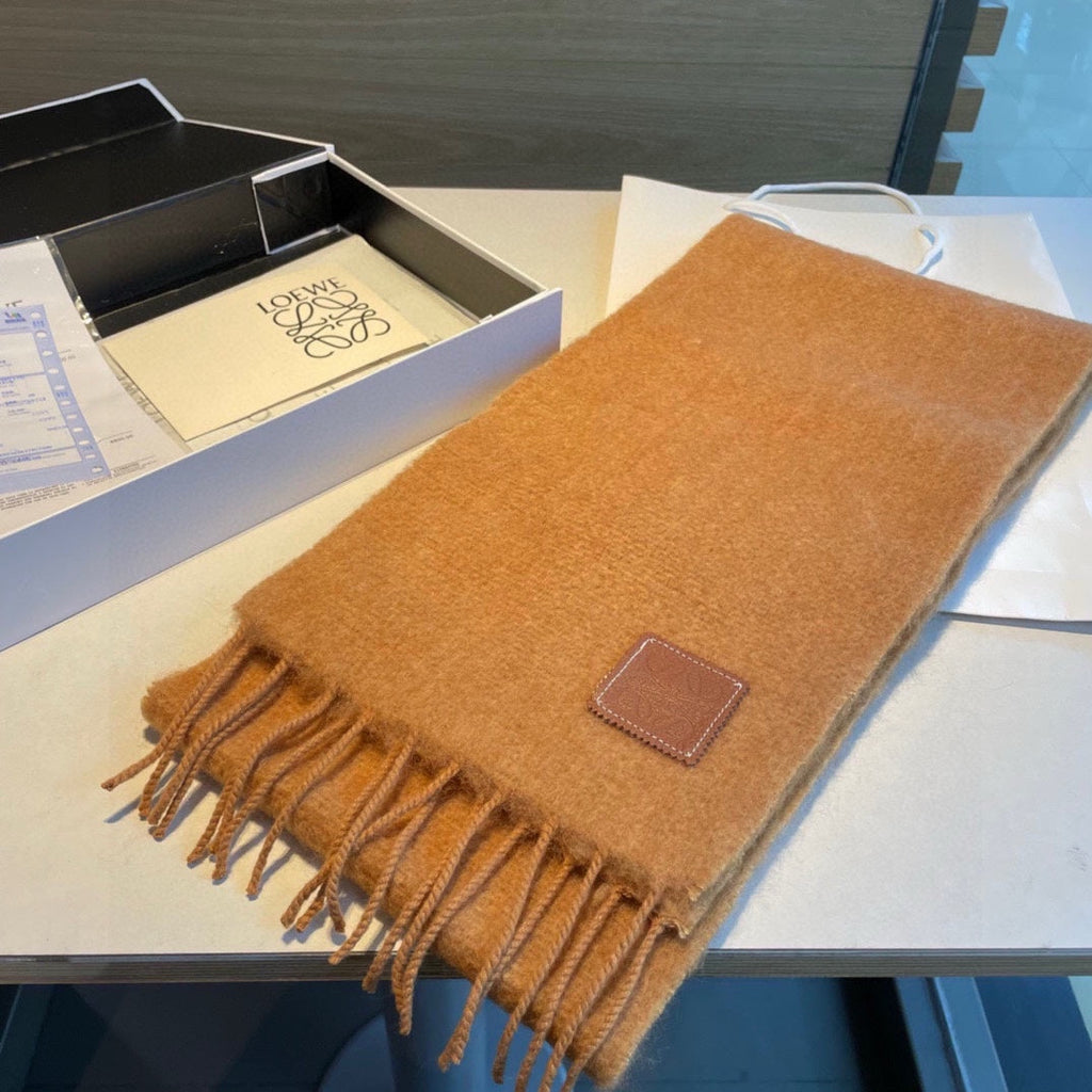 LOEWE SCARF 185 CM IN CINNAMON BROWN MOHAIR AND WOOL 211872