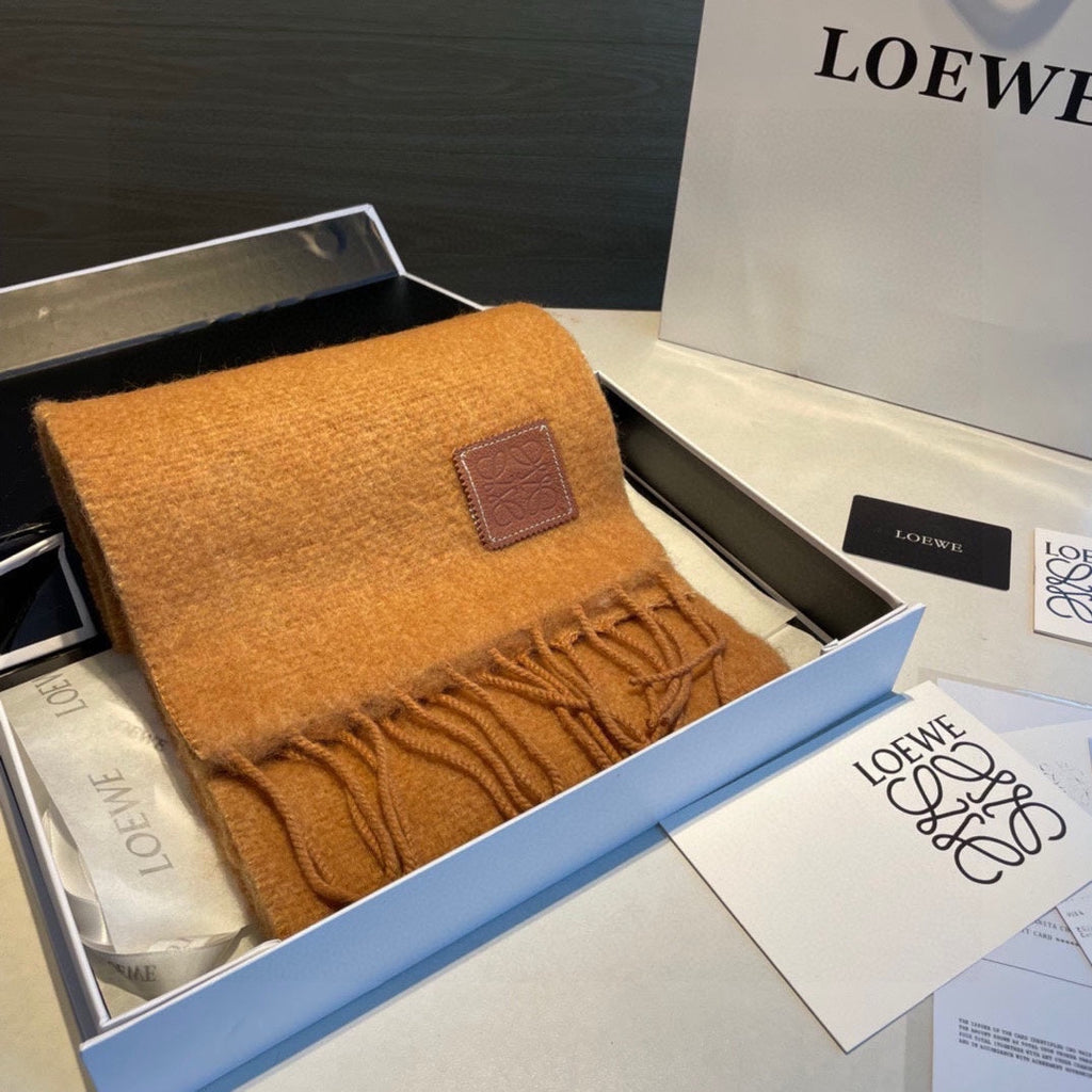LOEWE SCARF 185 CM IN CINNAMON BROWN MOHAIR AND WOOL 211872