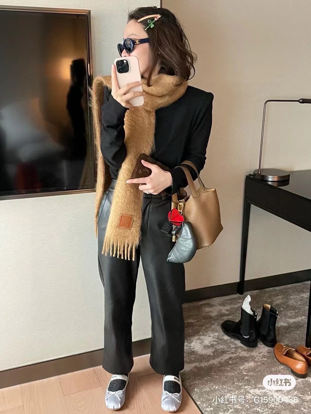 LOEWE SCARF 185 CM IN CINNAMON BROWN MOHAIR AND WOOL 211872