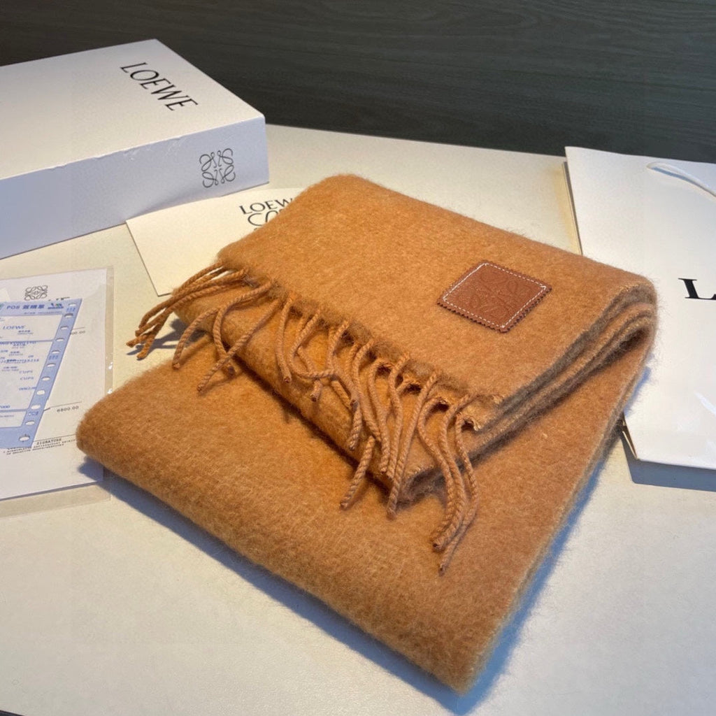 LOEWE SCARF 185 CM IN CINNAMON BROWN MOHAIR AND WOOL 211872