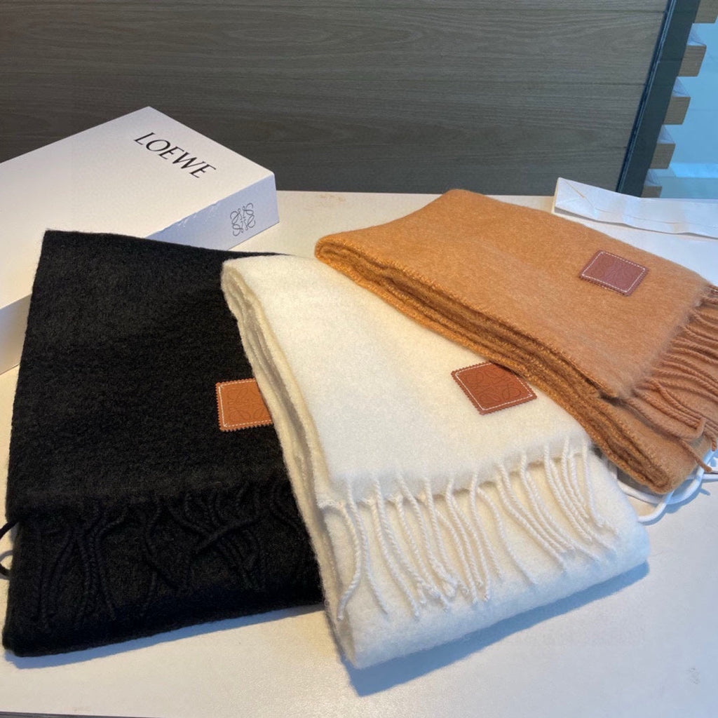 LOEWE SCARF 185 CM IN CINNAMON BROWN MOHAIR AND WOOL 211872