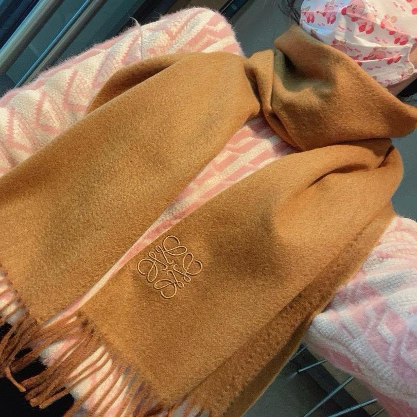 HERMES SCARF 180 CM IN CINNAMON BROWN CASHMERE 350487