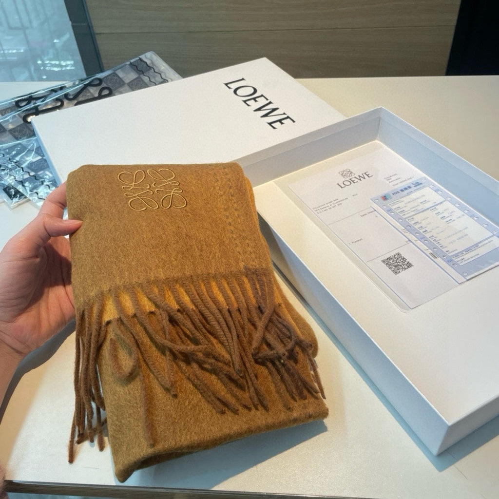 HERMES SCARF 180 CM IN CINNAMON BROWN CASHMERE 350487