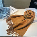 HERMES SCARF 180 CM IN CINNAMON BROWN CASHMERE 350487