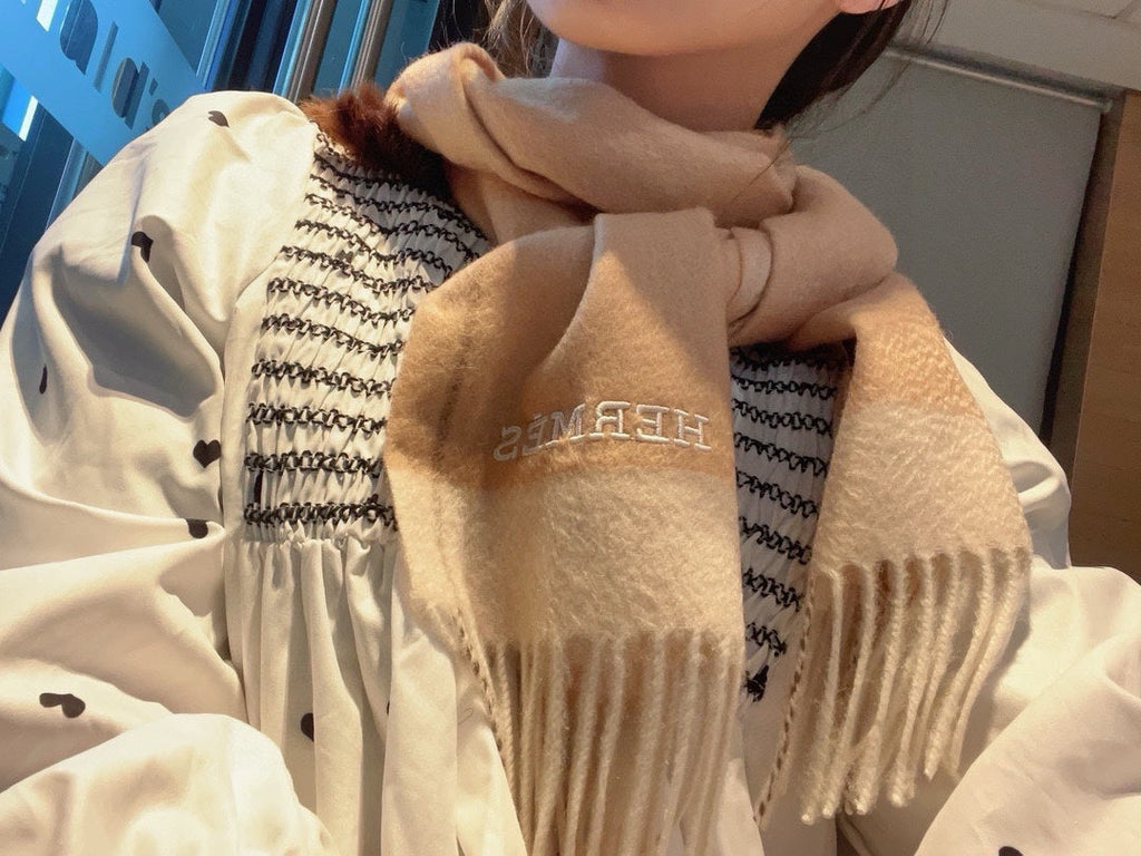 HERMES SCARF 180 CM IN CAMEL BEIGE MIX WHITE CASERE 366048